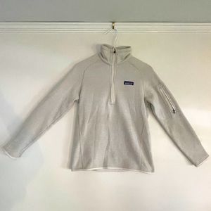 Patagonia Better Sweater Women Small Oyster White Fleece Quarter-Zip Collared